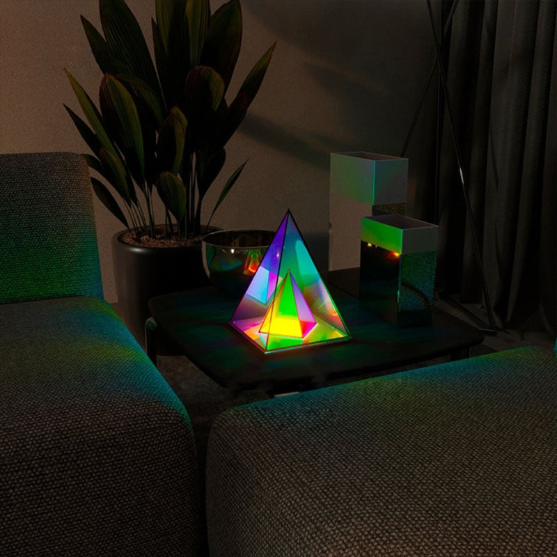 Seven-color 3D Cube/Pyramid LED night light USB