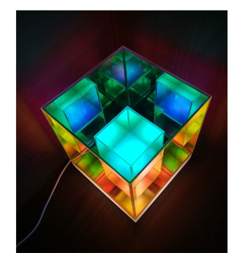 Seven-color 3D Cube/Pyramid LED night light USB