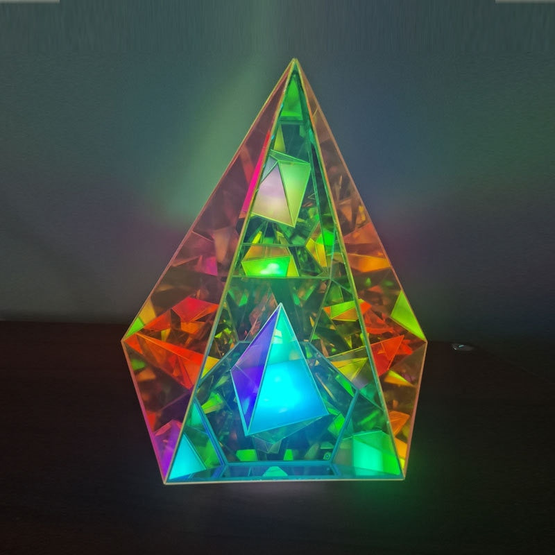 Seven-color 3D Cube/Pyramid LED night light USB